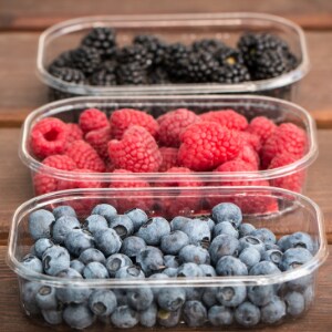 A variety of healthy summer berries.