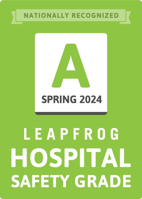 The Leapfrog Group Nationally Recognized "A" Hospital Safety Grade logo.