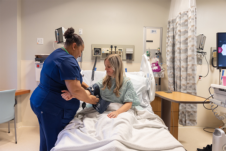 patient having their blood pressure taken
